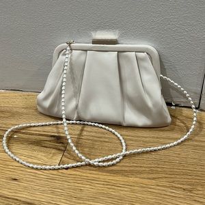 Zara Satchel White Pearl Crossbody Clutch Bag